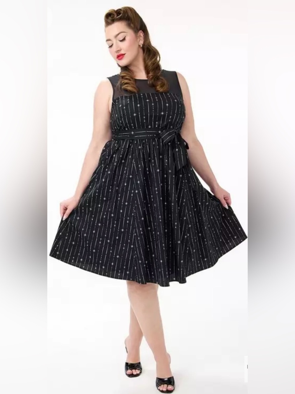 Torrid Retro Chic Black Dazzle Stripe Illusion Dress Size 0/12 NWT